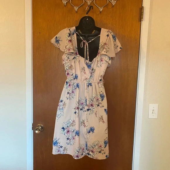 Xhiliration Floral Boho Mini Dress - Romantic Summer Essential Button Front - Picture 16 of 16